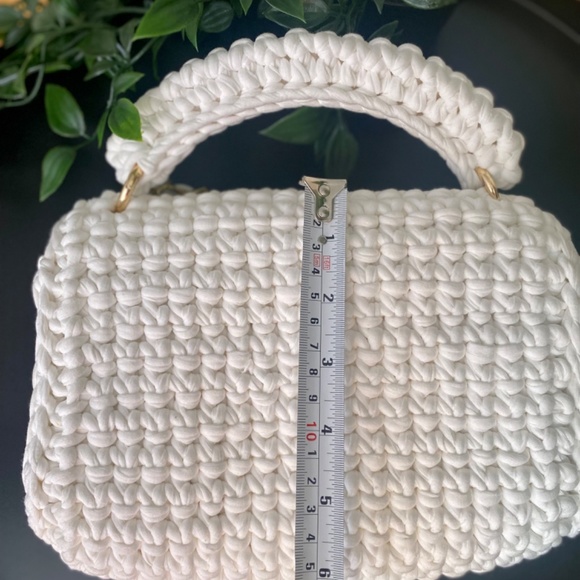 White Handmade bag/Crochet bag/Crochet handbag/Hand knitted bag/Shoulder bag - Picture 7 of 8